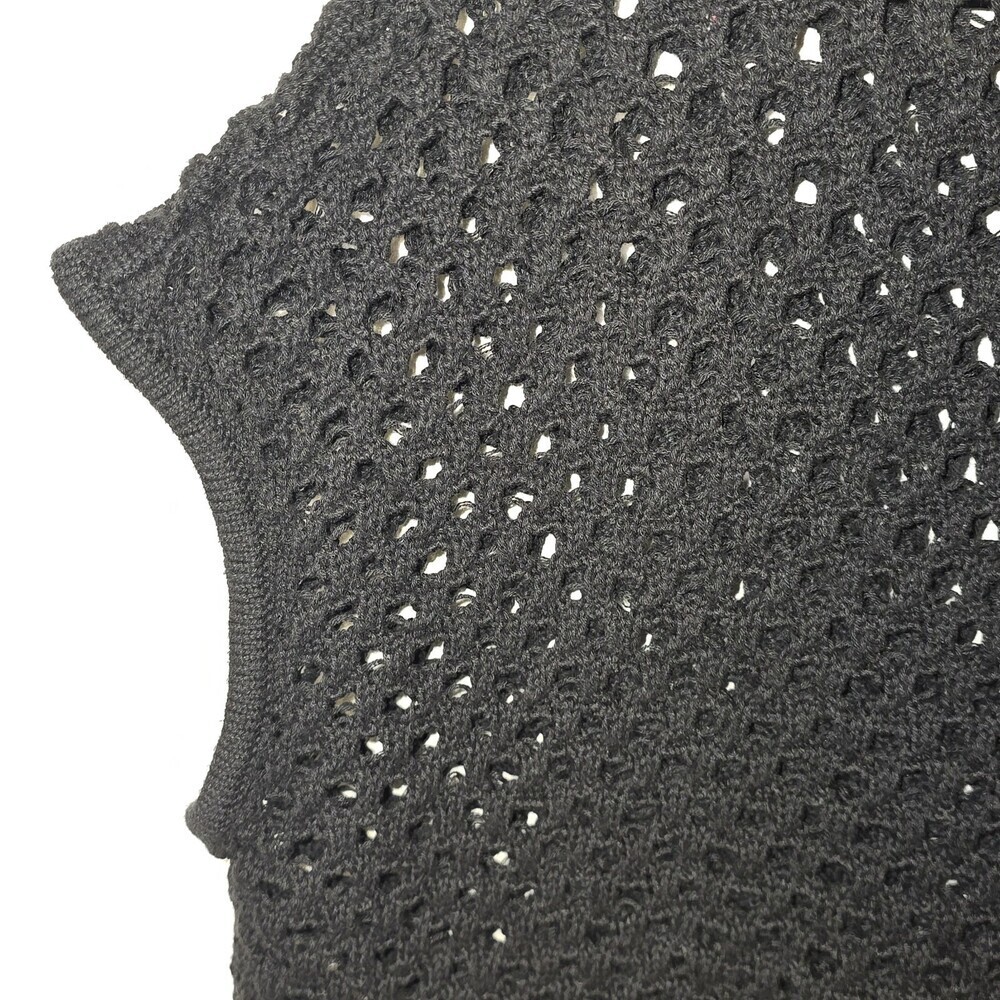 LNA Black Open Knit Crochet Sweater Top S Y2K Grunge Sheer Boxy Cropped - Picture 8 of 9